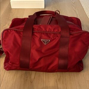 Prada Crimson Nylon Travel Bag